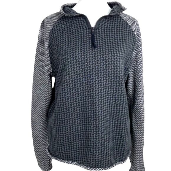 LOU & GREY Women’s Quarter Zipper Jacket Black and Grey Houndstooth Size Small - Picture 1 of 8